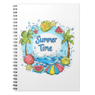 Summer Time - Summer Time Beach Illustration Notebook