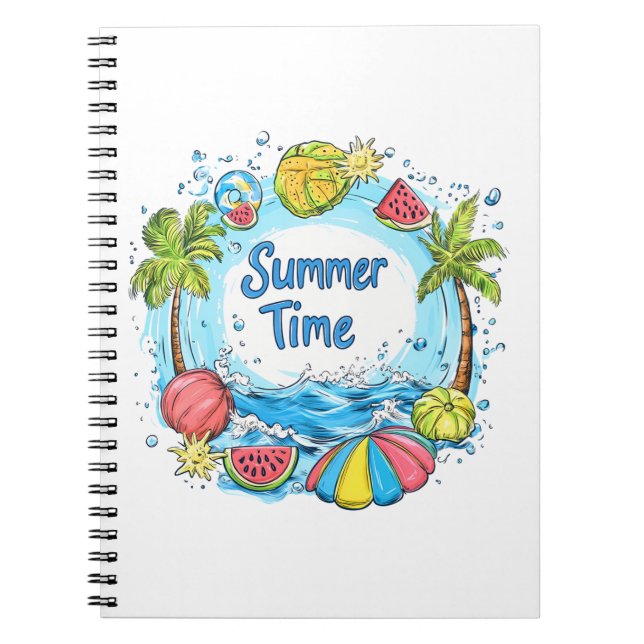 Summer Time - Summer Time Beach Illustration Notebook (Front)