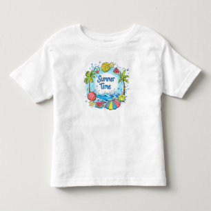 Summer Time - Summer Time Beach Illustration Toddler T-shirt