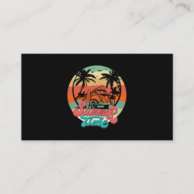 Summer Time Surf Funny Beach Family Vacation Match Business Card (Front)