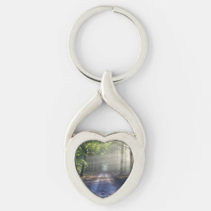 Summer Trees Covering Dirt Road Keychain