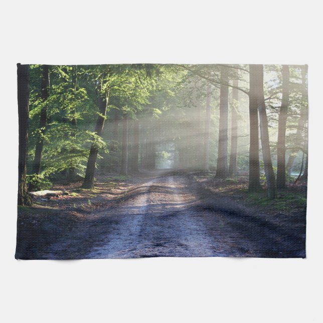 Summer Trees Covering Dirt Road Kitchen Towel (Horizontal)