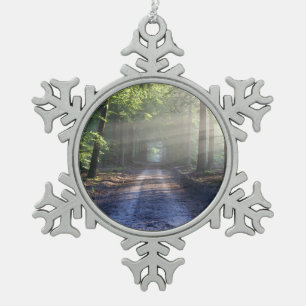 Summer Trees Covering Dirt Road Snowflake Pewter Christmas Ornament