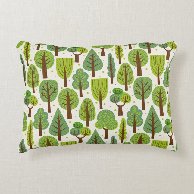 Summer Trees: Green Seamless Pattern Accent Pillow (Front)