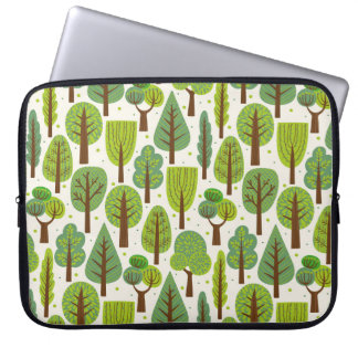 Summer Trees: Green Seamless Pattern Laptop Sleeve