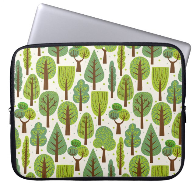 Summer Trees: Green Seamless Pattern Laptop Sleeve (Front)