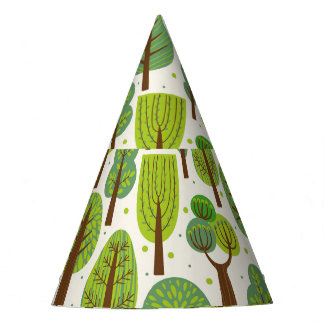 Summer Trees: Green Seamless Pattern Party Hat