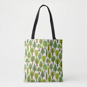 Summer Trees: Green Seamless Pattern Tote Bag