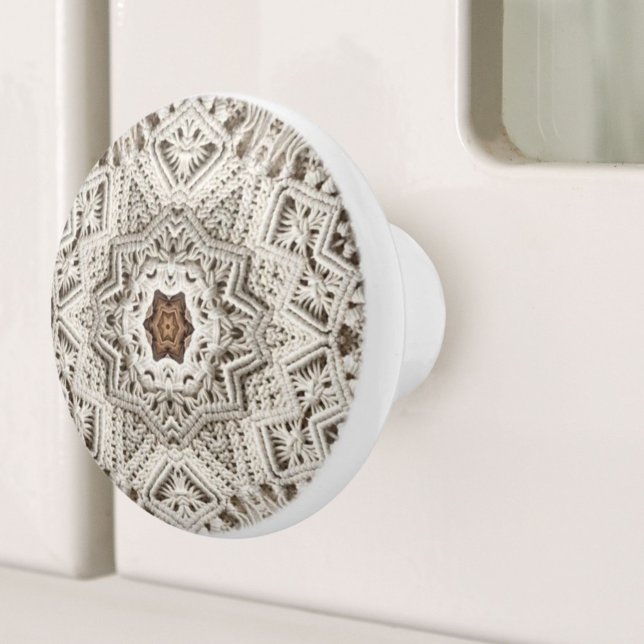 Summer tropical beach boho chic tribal macrame  ceramic knob (Summer tropical beach boho chic tribal macrame ceramic knob)