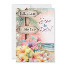 Summer Tropical Beach Luau Save Date Card