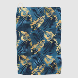 Summer Tropical Blue Palm Leaves Pattern Golf Towel