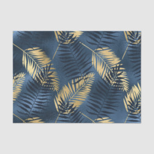 Summer Tropical Blue Palm Leaves Pattern Tissue Paper