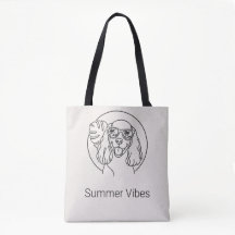 Summer Tropical Cocker Spaniel Line Art Tote Bag 