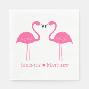 Summer Tropical Cute Pink Flamingo Wedding Napkins