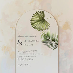 Summer Tropical Destination Wedding Palm Arch Acrylic Invitations
