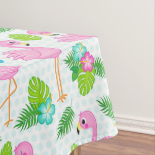 Summer Tropical Flamingo and Floral  Pattern Tablecloth