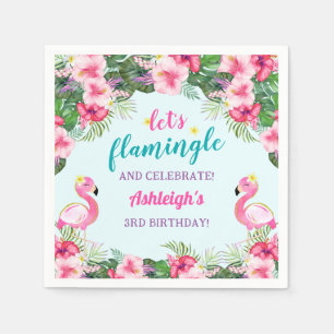 Summer Tropical Flamingo Birthday Napkin