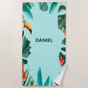 Summer Tropical Floral Beach Towel