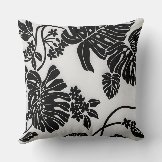 Summer Tropical Floral Design Throw Pillow (Back)
