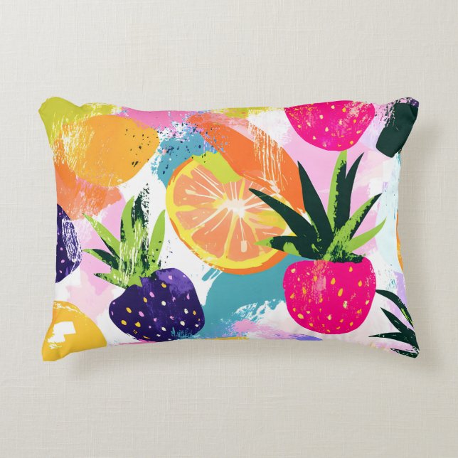 Summer Tropical Fruit Fiesta  Accent Pillow (Front)