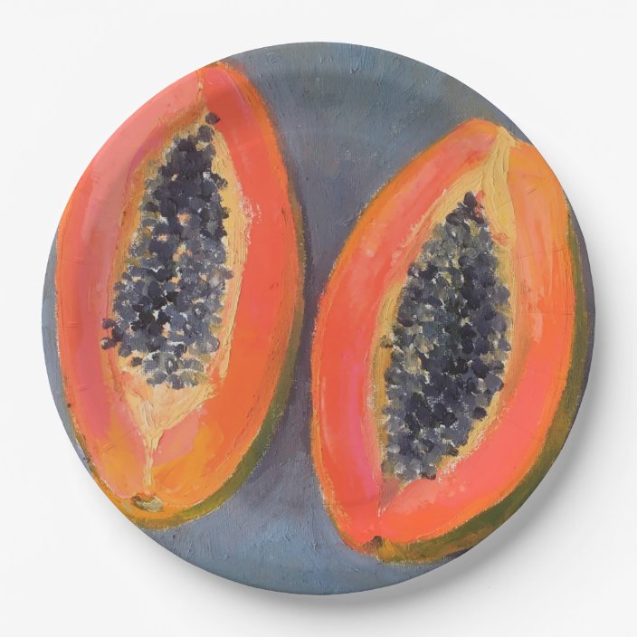 Summer Tropical Fruit Papaya Art Paper Plate Zazzle.ca