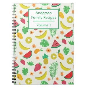 Summer Tropical Fruits Personalized Recipe Notebook