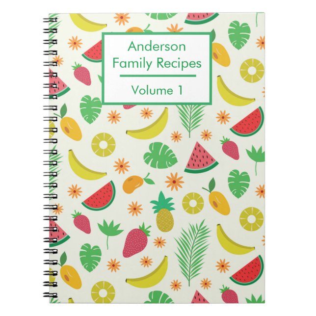 Summer Tropical Fruits Personalized Recipe   Notebook (Front)