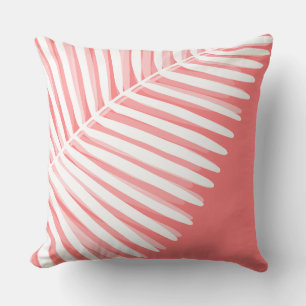 Summer tropical leaf monochromatic print throw pillow
