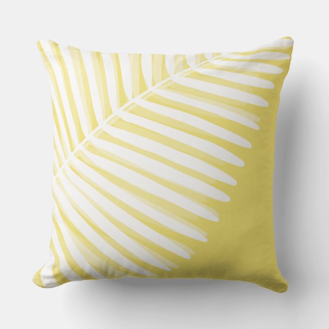 Summer tropical leaf monochromatic print  throw pillow (Front)