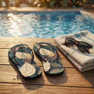 Summer Tropical Leaves Pattern Botanical Leaf Flip Flops