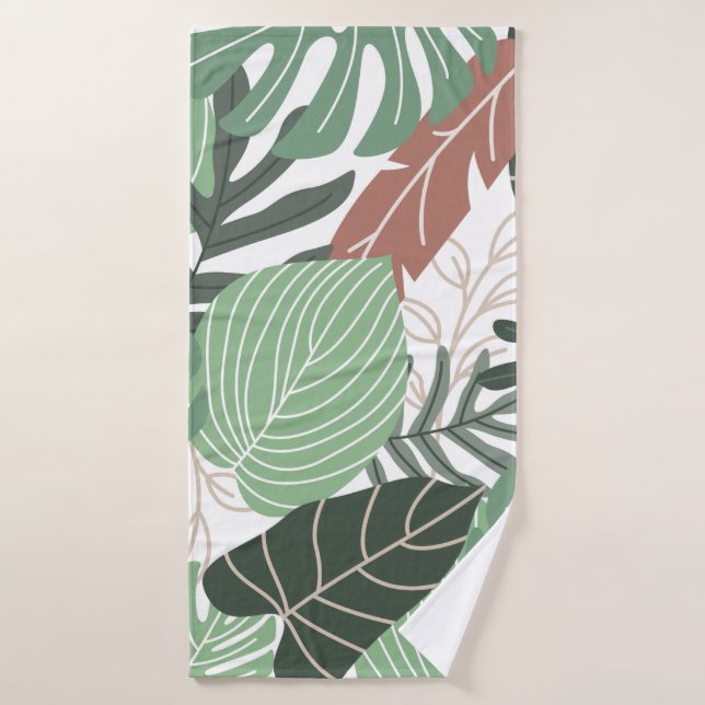 Summer tropical leaves seamless pattern bath towel (Bath Towel)