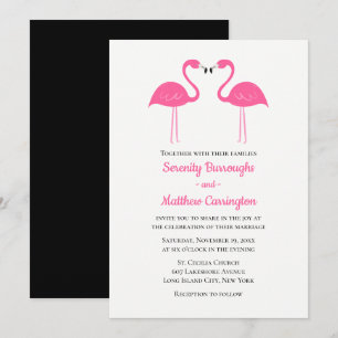 Summer Tropical Luau Beach Pink Flamingo Wedding Invitation