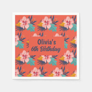 Summer tropical luau Girl pool birthday Napkin