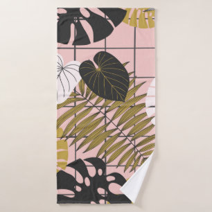Summer tropical palm leaves pattern bath towel