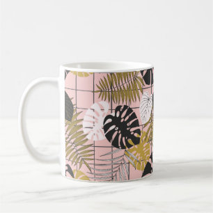 Summer tropical palm leaves pattern coffee mug