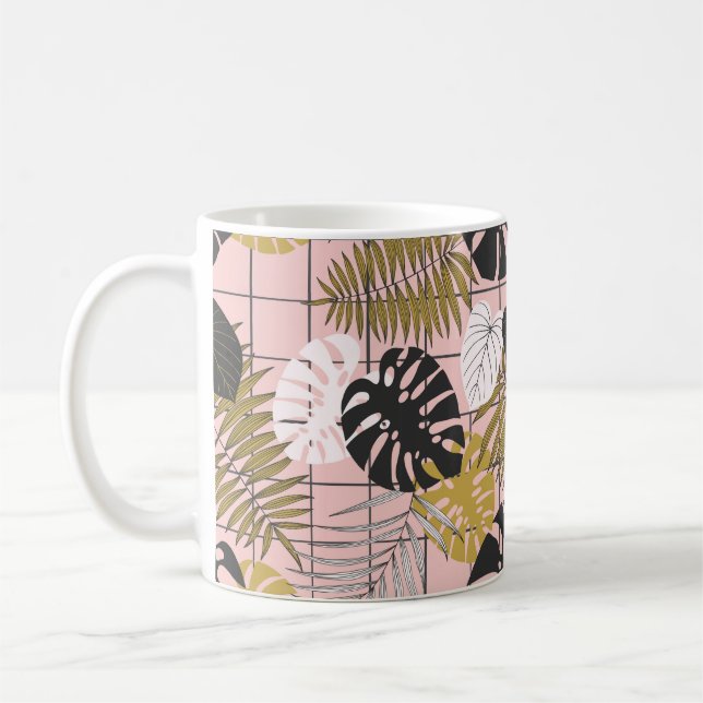 Summer tropical palm leaves pattern coffee mug (Left)