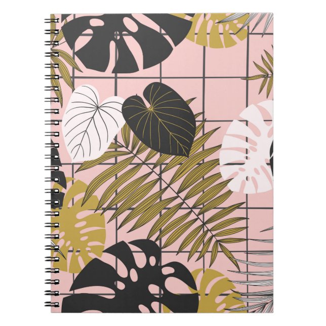 Summer tropical palm leaves pattern notebook (Front)