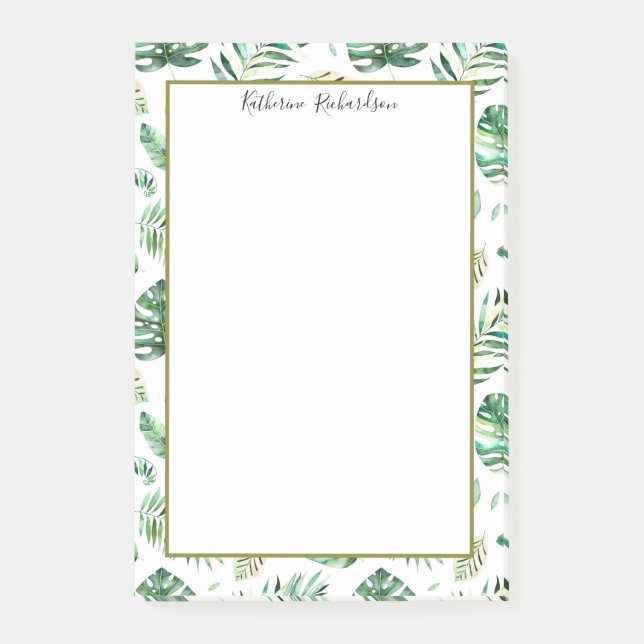 Summer Tropical Palm leaves Personalized Post-it Notes (Front)