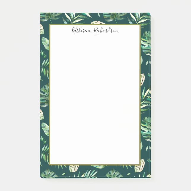 Summer Tropical Palm leaves Personalized Post-it Notes (Front)