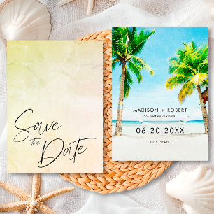 Summer Tropical Palm Tree Beach Wedding Save The Date