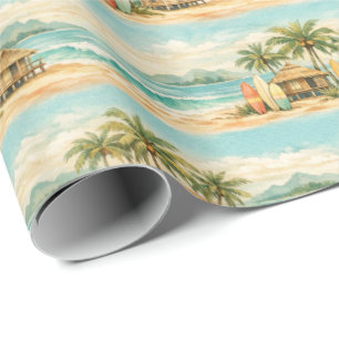 Summer Tropical Palm Trees Vintage Surfboards Wrapping Paper