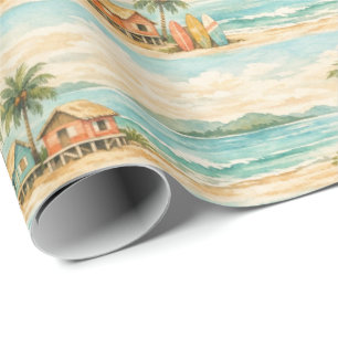 Summer Tropical Palm Trees Vintage Surfboards Wrapping Paper