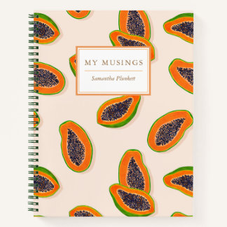 Summer Tropical Papaya Fruit Blush Pink Notebook