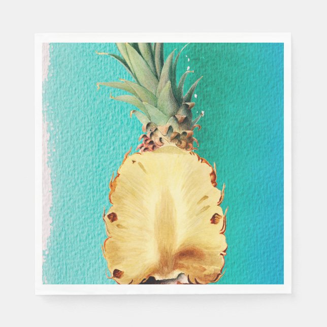 Summer Tropical Pineapple Fruit Birthday Party Napkin (Front)