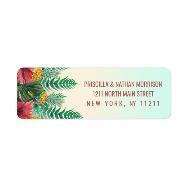 Summer Tropical Pineapple Leaves Floral Address (Front)