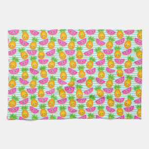 Summer Tropical Pineapple & Watermelon Pattern Kitchen Towel