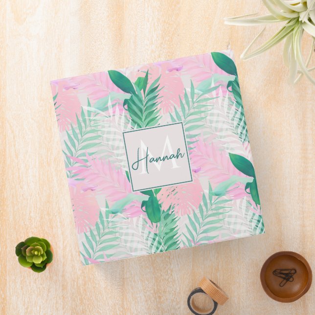 Summer Tropical Pink Mint Palm Foliage Greenery Binder (In Situ)