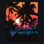 Summer Tropical Pink Orange Palm Trees Sunset Poster<br><div class="desc">This tropical and cool design is perfect for the hot summer months. It features an artsy and modern neon pink, orange, and purple neon sunset with black palm tree silhouettes with a bright shining sun. It's beautiful, gorgeous, and picturesque! ***IMPORTANT DESIGN NOTE: For any custom design request such as matching...</div>