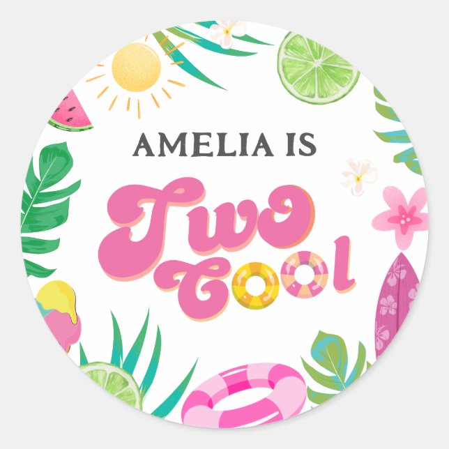 Summer tropical pool birthday party Sticker (Front)