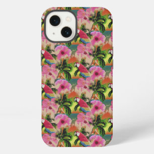 Summer Tropical Sunset Beach Parrot iPhone 13 Case
